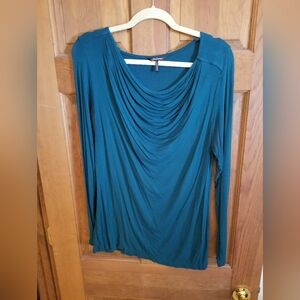 Teal Draped Long Sleeve Top